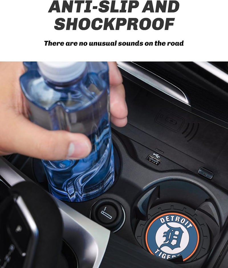 Kaleduo 2PCS Car Cup Holder Coaster,Auto Cup Holder Insert Coaster for Detroit Tigers Baseball Fans, Non-Slip Car Drink Holder Mat, Interior Accessories, Detroit Tigers - Image 4